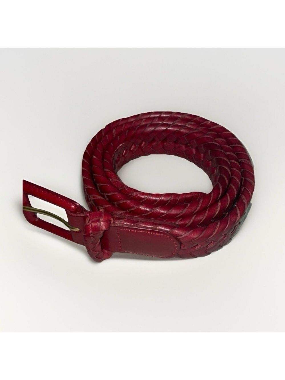 Bosca Crimson Leather Belt with Brass Buckle